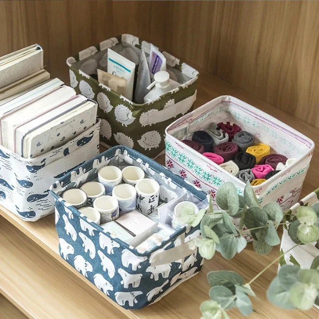 Small Foldable Canvas Storage Basket (Pack of 4) ,g