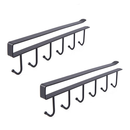 Under-Shelf 6-Hook Mug & Cup Holder Rack (pack of 2)â€?Space-Saving Kitchen Cabinet Organizer,f