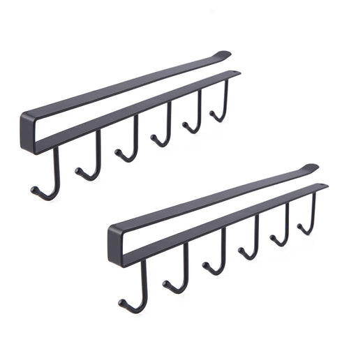 Under-Shelf 6-Hook Mug & Cup Holder Rack (pack of 2)â€?Space-Saving Kitchen Cabinet Organizer,f