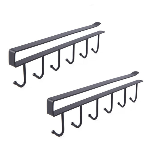 Under-Shelf 6-Hook Mug & Cup Holder Rack (pack of 2)â€?Space-Saving Kitchen Cabinet Organizer,f