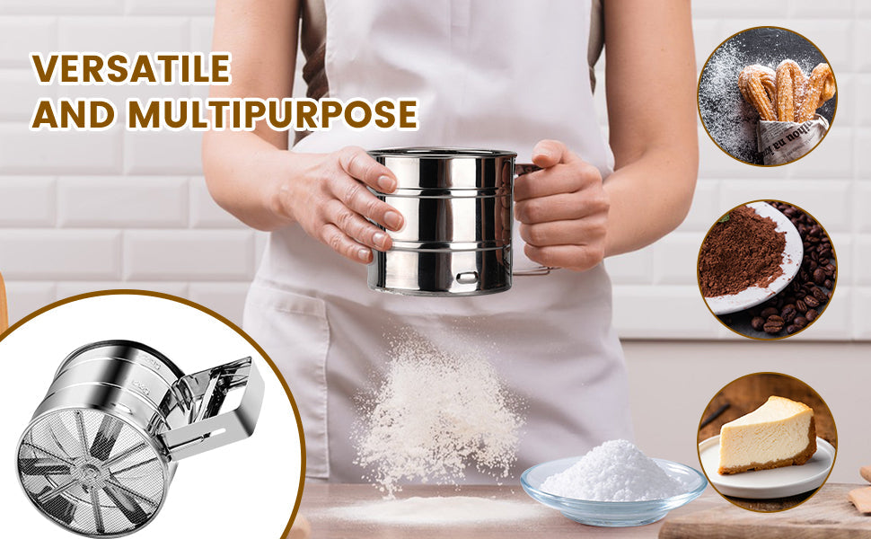 Steel Manual Flour Sifter â€?Clean, Quick & Efficient Sieving-.f