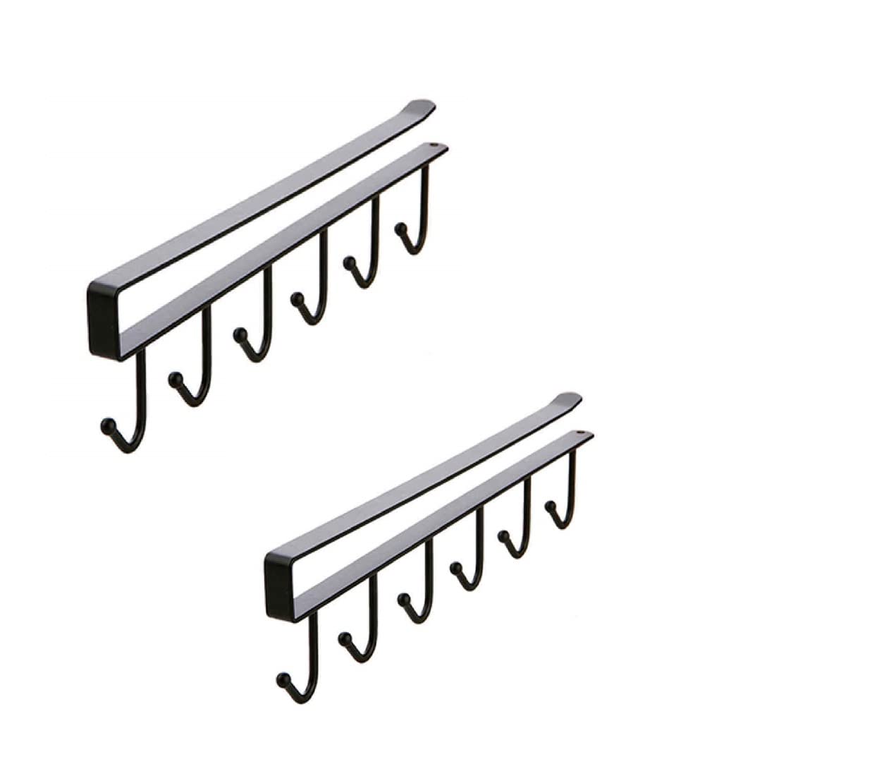 Under-Shelf 6-Hook Mug & Cup Holder Rack (pack of 2)â€?Space-Saving Kitchen Cabinet Organizer,f