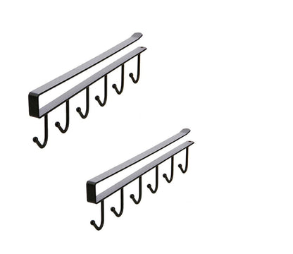 Under-Shelf 6-Hook Mug & Cup Holder Rack (pack of 2)â€?Space-Saving Kitchen Cabinet Organizer,f