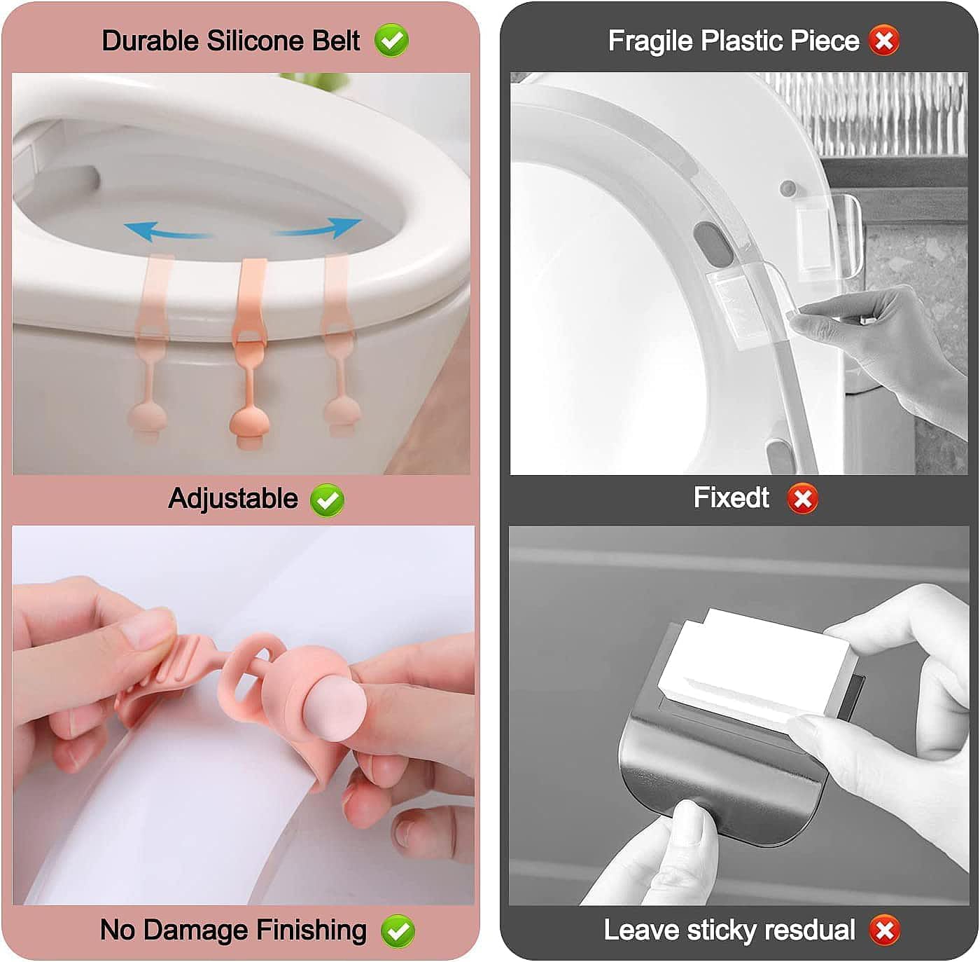 Silicone Toilet Seat Lifter Handle (Pack of 4) â€?Self-Adhesive Hygienic Toilet Cover Clip; f