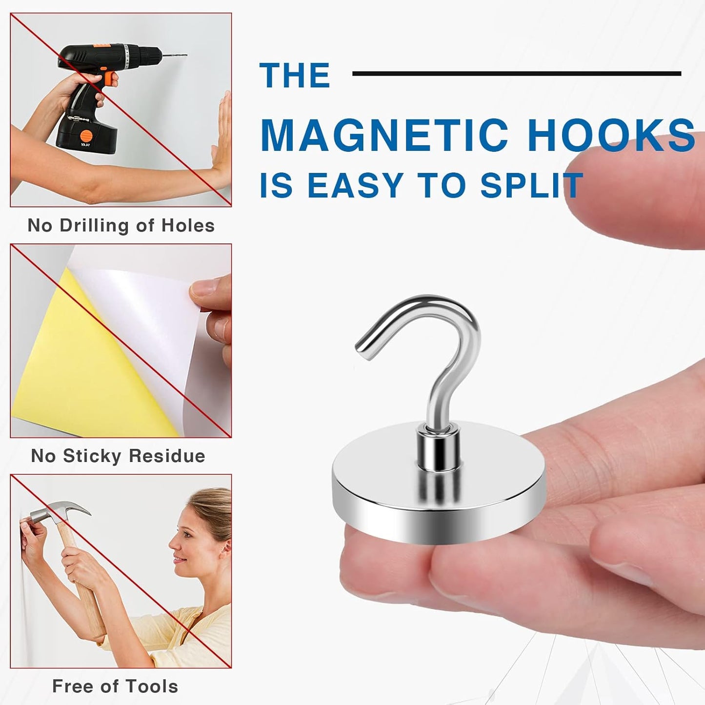 Steel Magnetic Hook â€?Rust-Resistant, Hanging for Fridge, Garage & Kitchen (Pack of 4)-.g