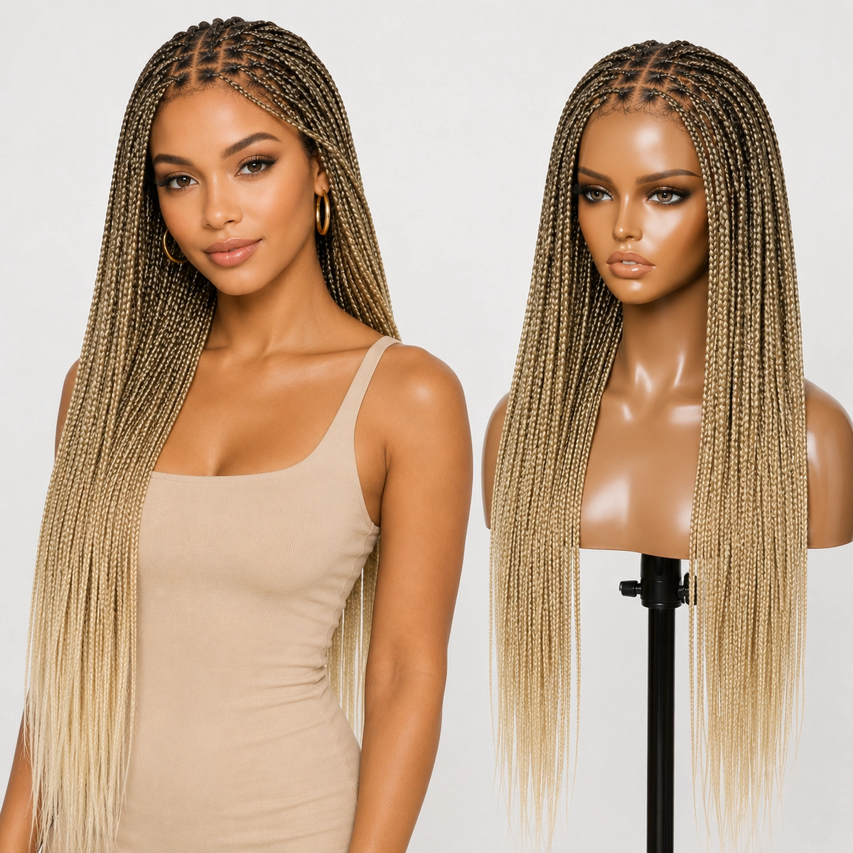 🥰[New Arrival] Salon Braids Super Natural Scalp Full HD Lace Knotless Box Braided Wig