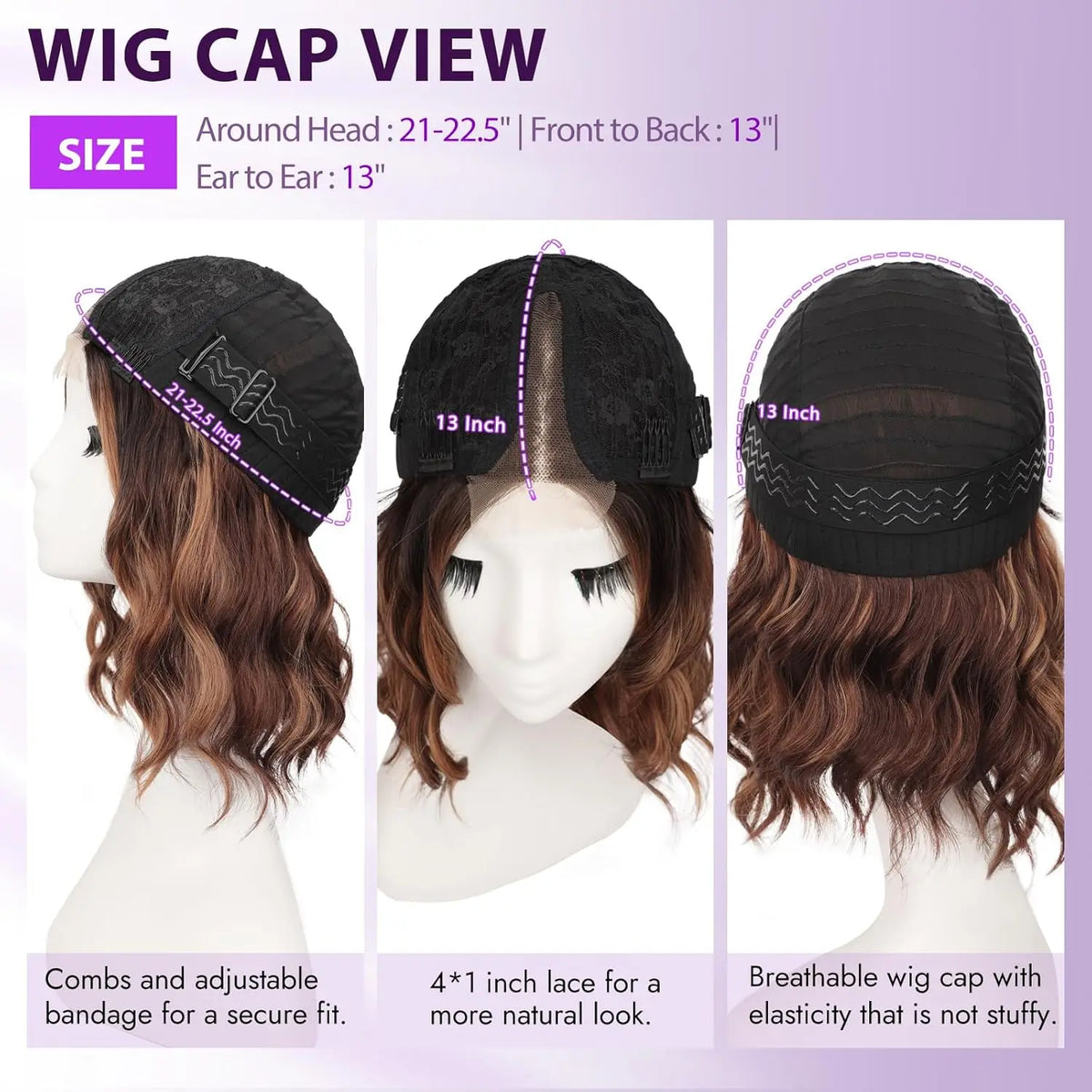 ✨ Natural-Looking Short Wavy Bob Wig With Instant Volume & Adjustable Comfort Fit