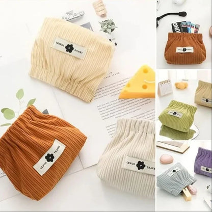 Stylish Corduroy Elastic Mini Organizer Pouch â€?Compact & Versatile Storage Solution -Pack of 3 .g