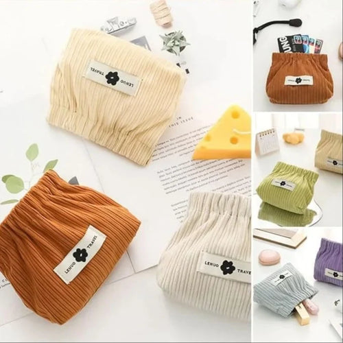Stylish Corduroy Elastic Mini Organizer Pouch â€?Compact & Versatile Storage Solution -Pack of 3 .g